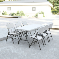 Table pliante de 6 pieds, table à manger pliante en plastique (blanc, PEHD, moule à souffler)
