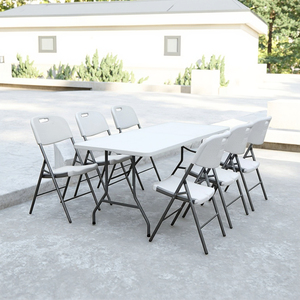 6 ft Bi-fold <strong>Table</strong>, Plastic <strong>Portable</strong> Fold in Half <strong>Dinning</strong> <strong>Table</strong>(white,hdpe,blow Mould) - Product Image 3
