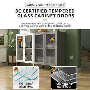 Scandinavian Style Metal Storage Cabinet with Colorful Knobs Elevated Legs Robot Vacuum Friendly <strong>for</strong> <strong>Kitchen</strong> Metal <strong>Sideboard</strong> - Product Image 4