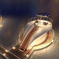 Rumah Perahu Besar Berfurnitur Lengkap, Rumah Apung untuk Memancing Lepas Pantai, Rumah Mobile Wellness Tepi Laut dengan Insulasi Suara Akustik