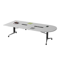 Table de conférence, de salle à manger ou d'hôtel Mekia en bois massif, design moderne, pliable, réglable, écologique, de forme oblongue, 10 places, multifonctionnelle
