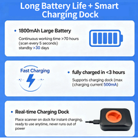 LONVILL Scanner de codes-barres USB CMOS portable à faible consommation d'énergie, 5 mA en veille, 70 heures de travail continu, station de charge rapide