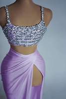 Ensemble 2 pièces élégant pour femme : haut court et jupe trompette en satin à imprimé naturel avec pompons – Tenue de soirée