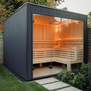 Fabrieksprijs Op Maat 4-Persoons Outdoor Droge Stoomsauna Kamer Vierkante Kubus Ontwerp In Rode Ceder Hemlock Met Kachel Verwarming - Product Image 3