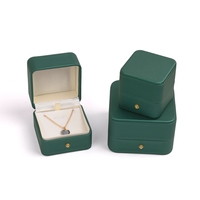 Ensemble de boîtes à bijoux en cuir PU vert émeraude de luxe CHEN LU - Étuis de rangement pour bagues, colliers et bracelets avec doublure en velours