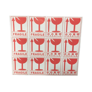 8*9cm anglais logistique étrangère livraison lumière tasse fragile prudent autocollant d'avertissement fragile - Product Image 2