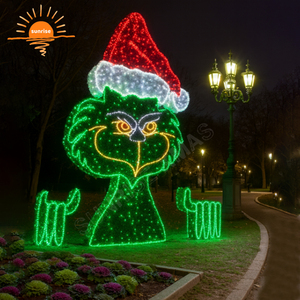 Custom Wholesale Grinch <strong>Christmas</strong> Lights Motif <strong>Outdoor</strong> LED Lighted Yard <strong>Decoration</strong> Animated Large Grinch Face <strong>Decorations</strong> Lights - Product Image 3