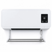 Cheminée électrique murale 2000W avec flamme LED, télécommande, panneau tactile et porte-serviettes
