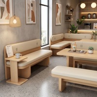 Ensemble de mobilier de style crème pour salon de thé, table, chaise, banquette, comptoir de bar, aménagement commercial pour magasin de boissons, pâtisserie