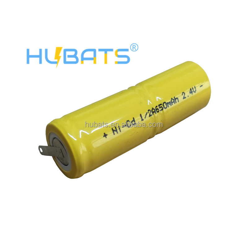 2.4v 1/2A 650mah 면도기 배터리 ni-cd 전동 칫솔 면도기 충전식 배터리