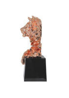 Trophée tête de lion en métal plaqué or rose Design sculptural dynamique Trophées en métal de style traditionnel