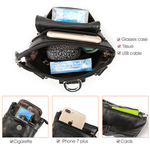 Tiding-Bolso pequeño de cuero genuino para hombre, bandolera pequeña de cuero genuino negro para hombro, cinturón de cintura para teléfono móvil - Product Image 3