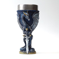 Statue de dragon tenant une épée, en résine et acier inoxydable, personnalisée, vintage, étanche, grande capacité, rétro, mug à bière pour fête, emballage en boîte