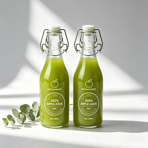 Offre Spéciale – Bouteille en Verre Premium Multi-Tailles (250ml, 500ml, 750ml, 1000ml) pour Eau et Jus, Forme Carrée ou Ronde, avec <span class=keywords><strong>Bouchon</strong></span> Clip Lock à Ouverture Facile - Product Image 1