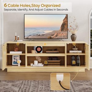 Meuble TV sur mesure Yuanfu, meuble TV style farmhouse avec armoires <span class=keywords><strong>de</strong></span> rangement pour salon, chambre à coucher - Product Image 5