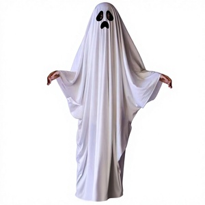Costume d'horreur d'Halloween, tenue blanche pour fête cosplay, masque de mascarade, jupe de fantôme en soie pour adulte, unisexe - Product Image 4