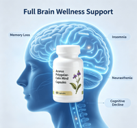Capsules d'herbes chinoises Acorus Polygala en marque privée OEM pour la perte de mémoire, l'insomnie, le soulagement des troubles cognitifs chez les personnes âgées, soins quotidiens pour le cerveau