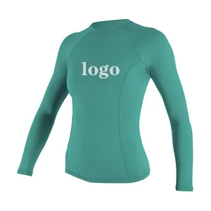 New blank custom logo surf shirts rash guard women girls compression shirt upf50+ rashguard bjj for swimming scuba diving