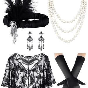 Ensemble d'accessoires Flapper <span class=keywords><strong>Gatsby</strong></span> des années 1920 Ensemble à thème Fashion Roaring 20's avec bandeau pour femme - Product Image 4