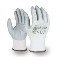 SKYEE 13G Guantes de jardín de trabajo de seguridad antideslizantes flexibles antiestáticos de nitrilo liso de punto sin costuras para uso general
