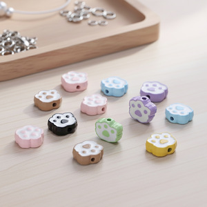 Perles en alliage en forme de patte de chat pour la fabrication de bijoux, accessoires de bricolage multicolores 8mm - Product Image 1