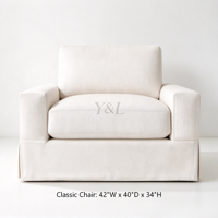 Fauteuil d'appoint moderne en tissu avec housse, fauteuil lounge individuel rembourré avec base à jupe