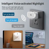 Veilleuse intelligente à commande vocale Rechargeable par USB Personnalisé Chambre à coucher Veilleuse LED portable Maison Lampe à économie d'énergie pour enfants