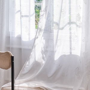 Rideaux en tulle anti-bactériens personnalisés JINCHAN Zéro Émission, imprimés étoiles de mer et coquillages, pour projets de maisons de plage et de complexes hôteliers - Product Image 5