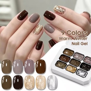 Esmalte de Uñas en Gel de 9 Colores Cálidos para Invierno, Gel Degradado para Pintar y Difuminar, Gel UV Semisólido de Alta Saturación en Lata - Product Image 1