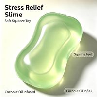 Jouet sensoriel anti-stress en forme de macaron transparent, rempli de vaseline et d'huile de coco, à remontée lente, doux au toucher