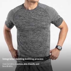 T-shirt sportiva da <span class=keywords><strong>uomo</strong></span> a maniche corte in maglia integrata monopezzo per allenamento, palestra, <span class=keywords><strong>tennis</strong></span>, yoga, corsa - Product Image 2