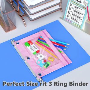 Clear Window <b>Binder</b> Pencil Pouch with Zipper Pulls Office & School Supplies for 3 <b>Ring</b> <b>Binders</b> - Product Image 4
