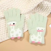 Gants thermiques d'hiver épaissis pour femmes, à cinq doigts, motif girafe, design tactile, thème amour, pour étudiants, cyclisme quotidien
