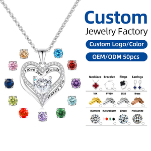 Collier tendance en argent 925 avec pendentif double cœur en zircon 5A, gravé « Je t'aime », pour femme, idéal pour Noël - Product Image 1