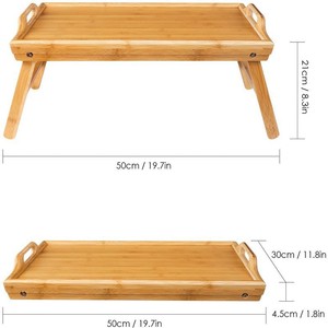 Bamboo Serving <b>Tray</b> With Handle Rectangular <b>Tea</b> <b>Tray</b> For Bed Use Wooden Pattern - Product Image 3