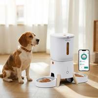Distributeur automatique de nourriture pour animaux de compagnie WiFi 5L, commande à distance par application intelligente, double bol, distributeur de nourriture pour chats et chiens, machine d'alimentation programmée par portions