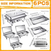Ensemble de chauffe-plats en acier inoxydable de 9 litres pour traiteur, idéal pour les fêtes, banquets, mariages, restaurants, hôtels et buffets (plats de maintien au chaud)
