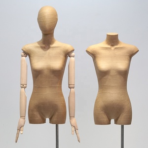 Mannequin Femme Demi-Corps Personnalisé en Papier Kraft Style Rétro pour Magasin de Vêtements, Présentoir de Scène, Faux Mannequin Corporel - Product Image 1