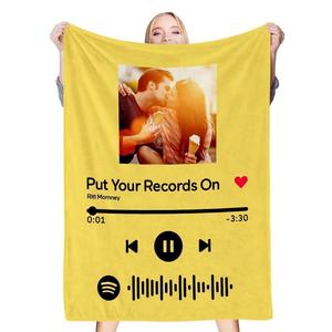 Manta de música con código <span class=keywords><strong>Spotify</strong></span> en forma de <span class=keywords><strong>corazón</strong></span> personalizada, fotos de franela polar personalizadas, técnicas de punto, regalo para <span class=keywords><strong>el</strong></span> hogar para la familia - Product Image 3