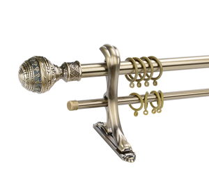 Set di Aste per <span class=keywords><strong>Tende</strong></span> Economiche in Ottone Decorativo, Tubo Rotondo in Ferro con Asta Girevole e Accessori, Set Doppio per <span class=keywords><strong>Tende</strong></span> - Product Image 2