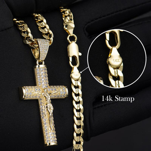 14 Karat echte vergoldete Kreuz kette für Männer Anlauf freie Ketten mit Jesus Kruzifix Anhänger 24 Christlicher religiöser Schmuck Geschenk - Product Image 6