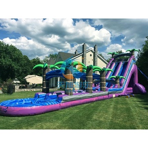 Nhiệt đới Tím sét kép Lane trượt nước 30ft nhanh chóng nghiền nát Plunge tùy chỉnh kích thước PVC trong nhà/ngoài trời quái vật Hồ bơi bơm hơi - Product Image 1