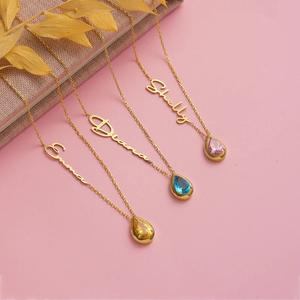 SongYi Drop Shipping in acciaio inossidabile con nome di lettera inglese personalizzato dodici collana con ciondolo in <span class=keywords><strong>pietra</strong></span> di compleanno - Product Image 1