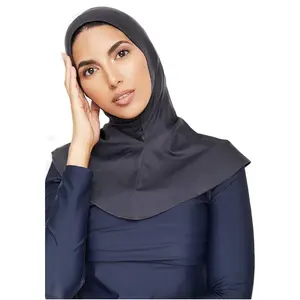 Maillot de bain musulman en Nylon uni, Hijab, en Lycra, extensible, vêtements de plage, écharpe, Logo personnalisé, pièces