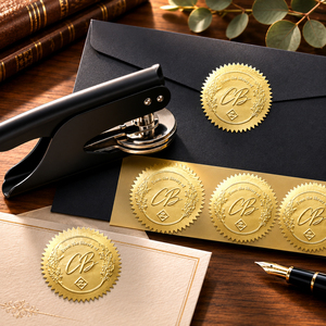 Pince à embosser ronde personnalisée avec logo, tampon à embosser sur mesure avec surface en acier plaqué pour papeterie de mariage, cadeaux et papier. - Product Image 6