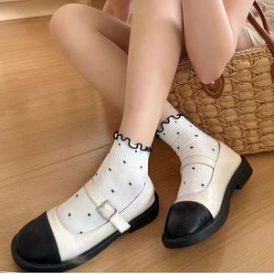 Women's Cotton Ankle <b>Socks</b> With Ruffles Polka Dot Design Breathable Summer Low Top <b>Socks</b> For Youth Casual Wear - Product Image 3