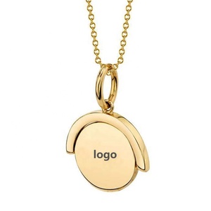 Collar con Colgante Giratorio de Disco Redondo con Iniciales, Chapado en Oro y Plata 925, Personalizable con Logotipo, Joyería Giratoria Gemnel, Gran Venta 2025 - Product Image 1