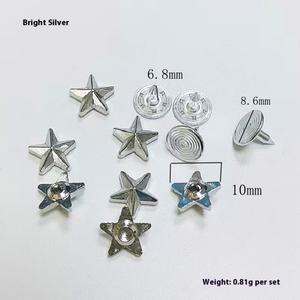 Remaches de Aleación de Zinc con Forma de Pentagrama Cóncavo Plano, Accesorios Metálicos Plateados para Ropa, Zapatos y Bolsos, Diseño Pentagonal - Product Image 4