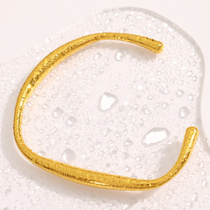 Fashion Cuff Bracelet <b>Titanium</b> Steel 18k Gold Plated Smooth Irregular C Shape Opening For Women - Product Image 3