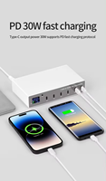 Parfait pour le voyage Chargeur USB C PD de bureau 140W 6 ports avec chargeur rapide de sortie PD 30W pour téléphone, tablettes et plus